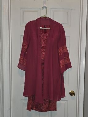 Raspberry Lace Overlay Dress Set